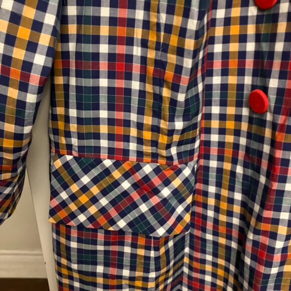 Checked A-Line Dress With Red Buttons - Picture 5 of 8